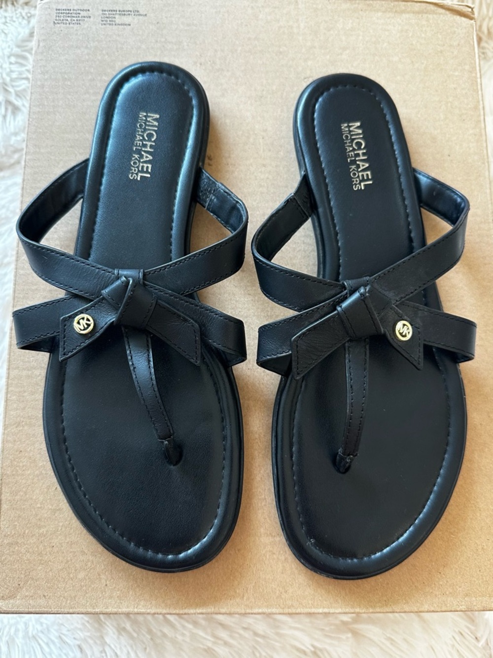 MICHAEL Michael Kors Black Bow Toe-Post Sandals